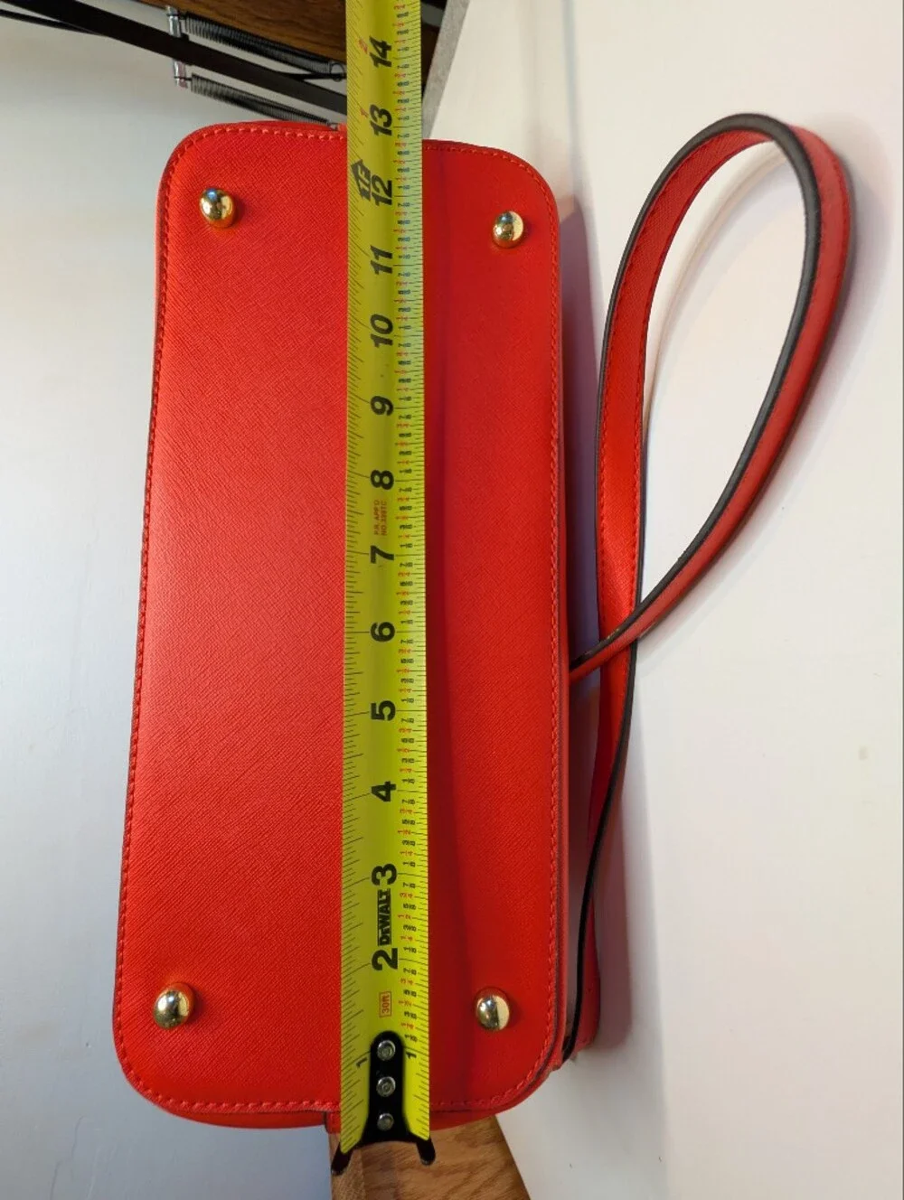 Anne Klein Red Satchel W/Top Handle Zip & Gold Hardware & Detachable Strap